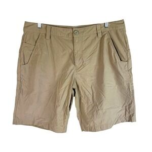 Under Armour Mens Heatgear Shorts Size 38 Beige Brown Nylon‎ Flat Front *read